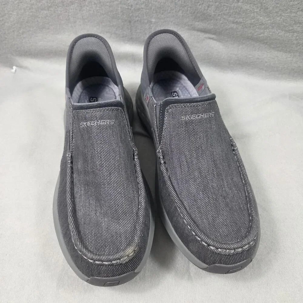 Skechers Men's Grey and Black Loafers